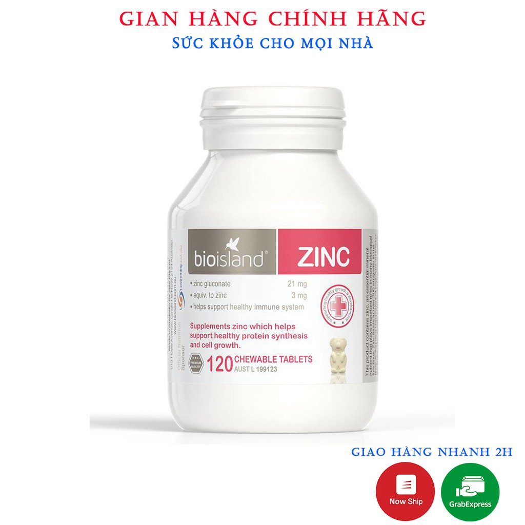 Viên Bổ Sung Kẽm Zinc Bioisland.Dùng Cho Bé Từ Tuổi. Lọ 120 Viên.Chính Hãng Úc