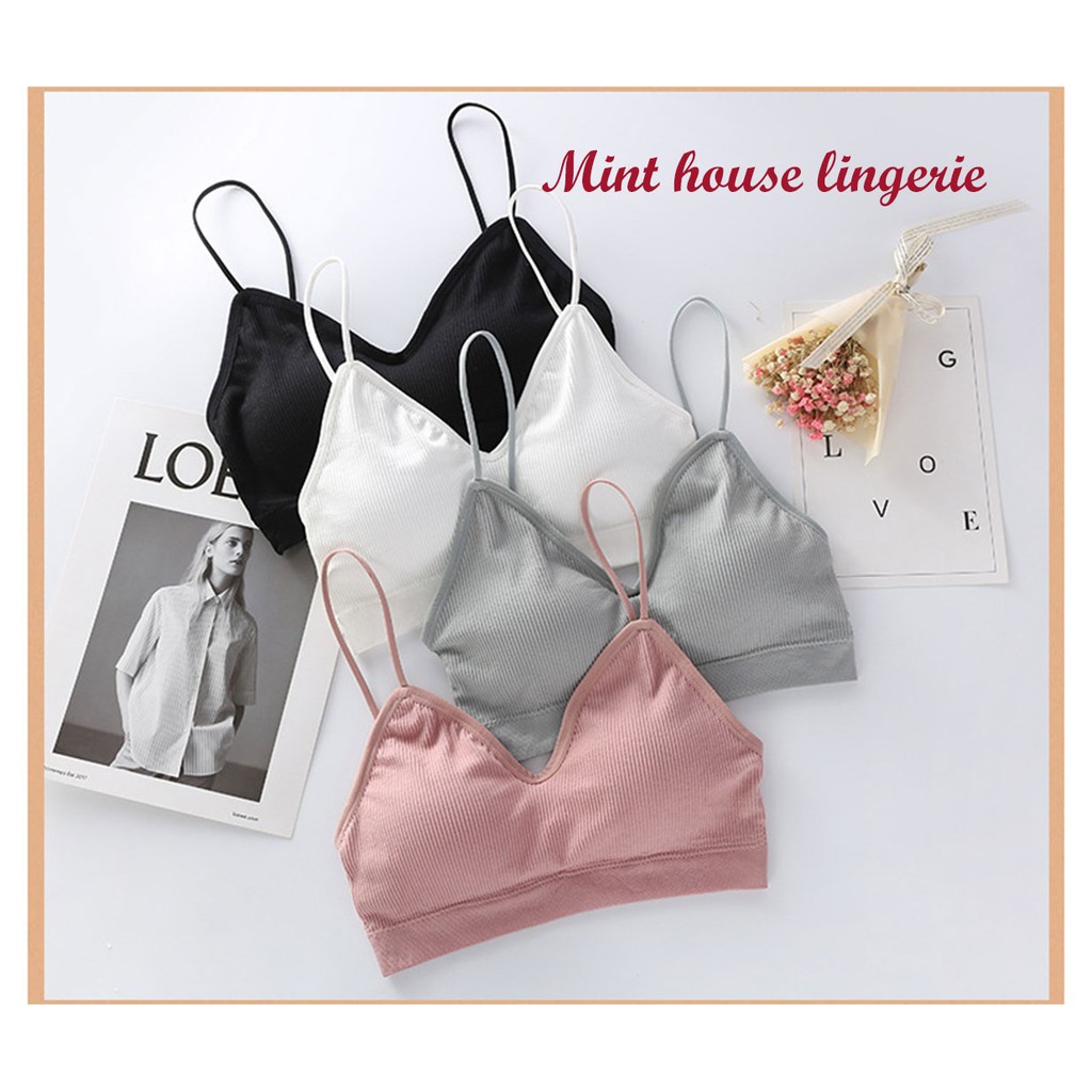 Bra thun tăm thoáng mát, áo ngực 2 dây tập gym, áo ngực thể thao | BigBuy360 - bigbuy360.vn