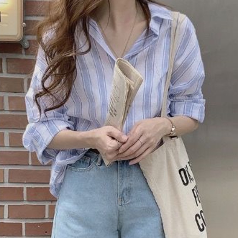 Áo Sơ Mi Tay Dài Kẻ Sọc Thời Trang Cá Tính 164153 Áo Sơ Mi Dáng Rộng Phong Cách Retro Hợp Thời Trang