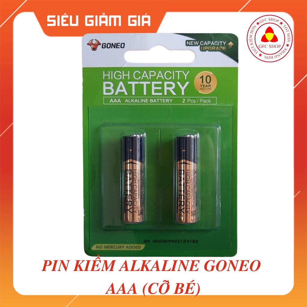Pin kiềm Akaline - PIN Goneo 2 cỡ AA hoặc AAA 1.5V - (1 Cặp 2 viên) - Không chảy nước