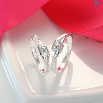 Nhẫn đôi nam nữ đính đá vuông ND0396 Trang Sức TNJ