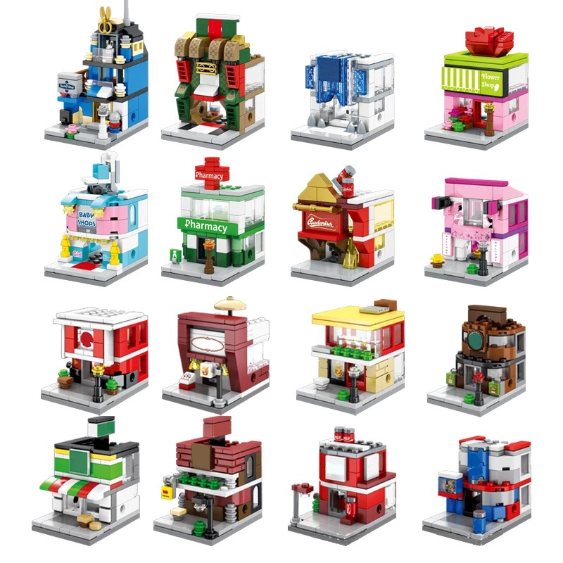 Đồ chơi lắp ráp HDY Sembo hình cửa hàng bán lẻ mini trong thành phố giáo dục cho bé