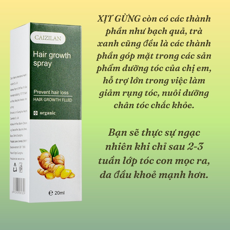 Xịt Tóc Tinh Dầu Gừng   Nội Địa Trung Kích Thích Mọc Tóc, Nuôi Tóc Khỏe, Bóng Mượt