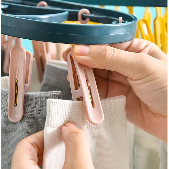 Móc Phơi Tất Vớ Tã Lót 12 Kẹp Gấp Gọn Phơi Quần Áo Cho Cả Gia Đình