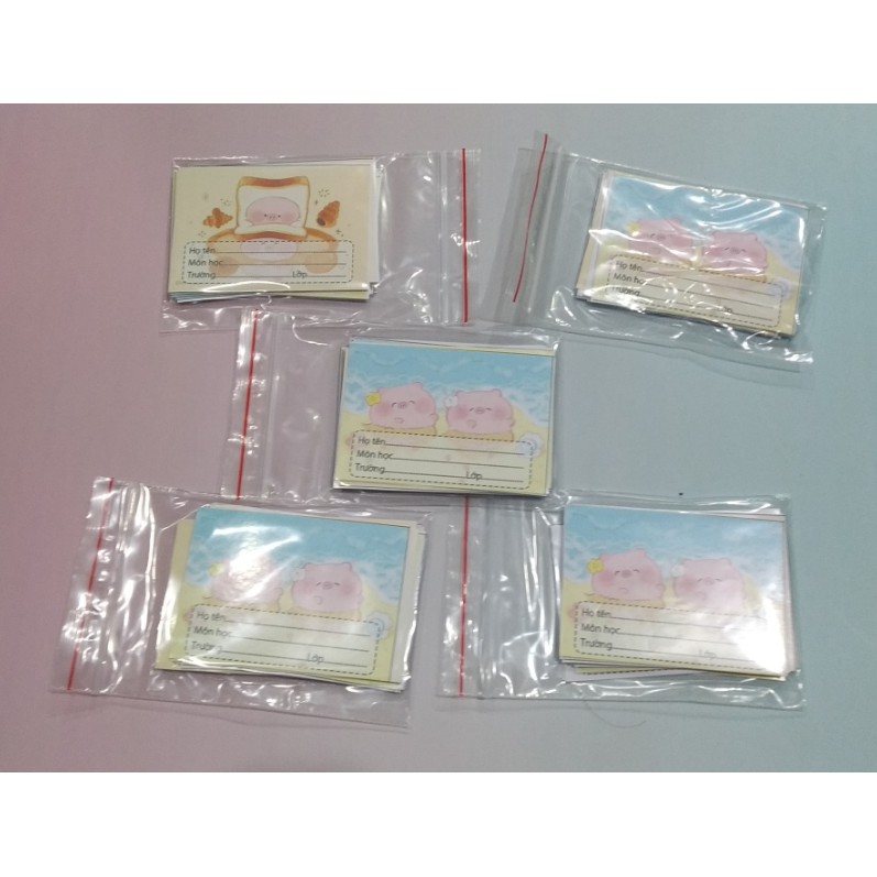 nhãn vở heo hồng NV39 nhãn vở hoạt hình set 16 chiếc có keo dán sẵn