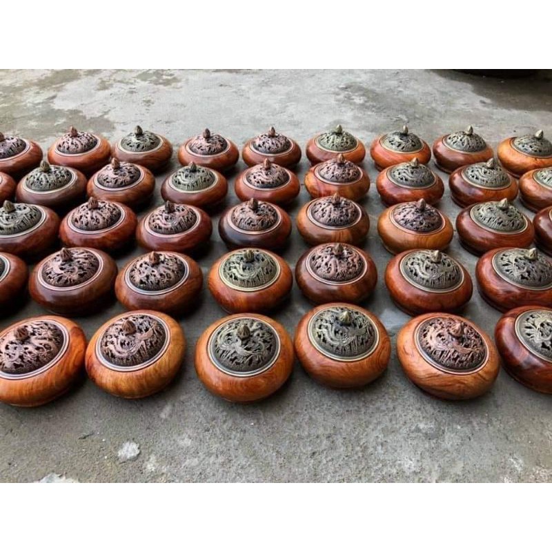 Lư xông trầm hương và các loại hương nụ gỗ thơm bằng gỗ hương hình lắp rồng
