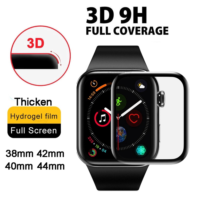 Miếng Dán Hydrogel Cong 3D Bảo Vệ Màn Hình Cho Đồng Hồ Thông Minh Apple Series 6 SE 5 1 2 3 4 Kích Thước 40mm 44mm 42mm 38mm