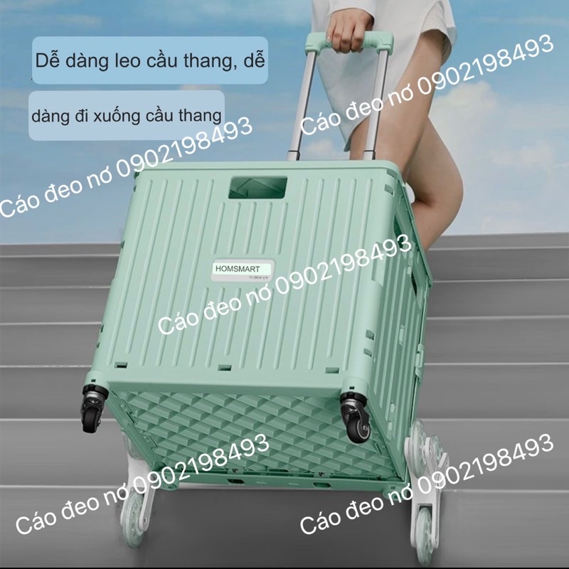 Xe Kéo Đi Chợ Đựng Đồ Gấp Gọn HOMSMART, Dùng Đi Siêu Thị, Picnic Dung Tích 45,65L - Cáo Đeo Nơ