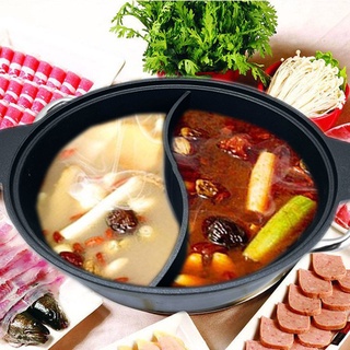 Nồi lẩu 2 ngăn gang nhôm chống dính nắp kiếng
