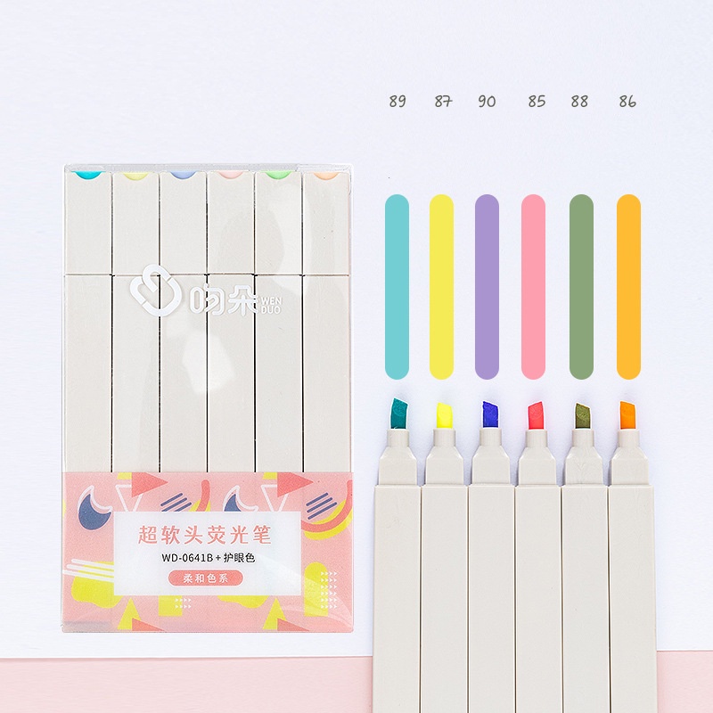 Set 6 Bút Đánh Dấu Đầu Mềm Nhiều Màu Sắc