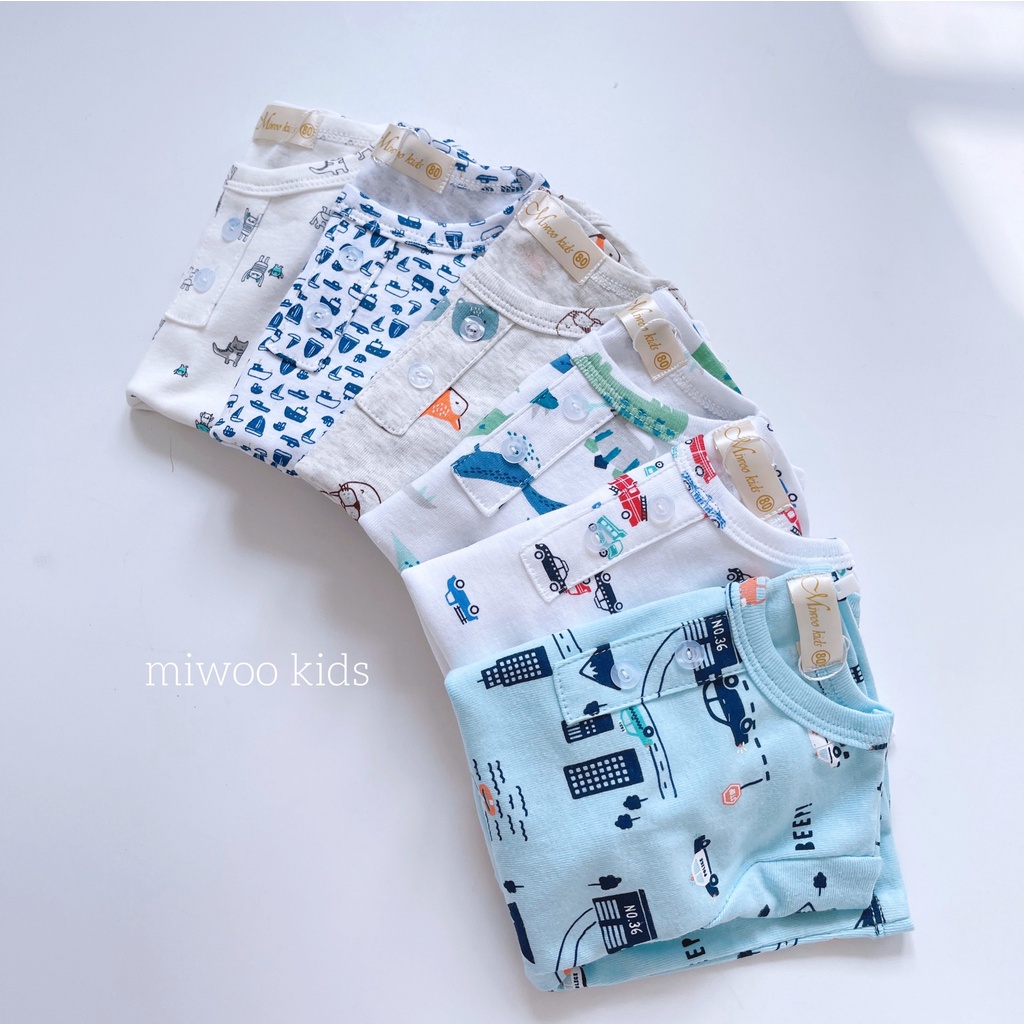 (8-22kg)Bộ thun đùi bé trai Miwoo kids họa tiết cá tính phối lai lật xịn sò bảng màu 2(ảnh thật)