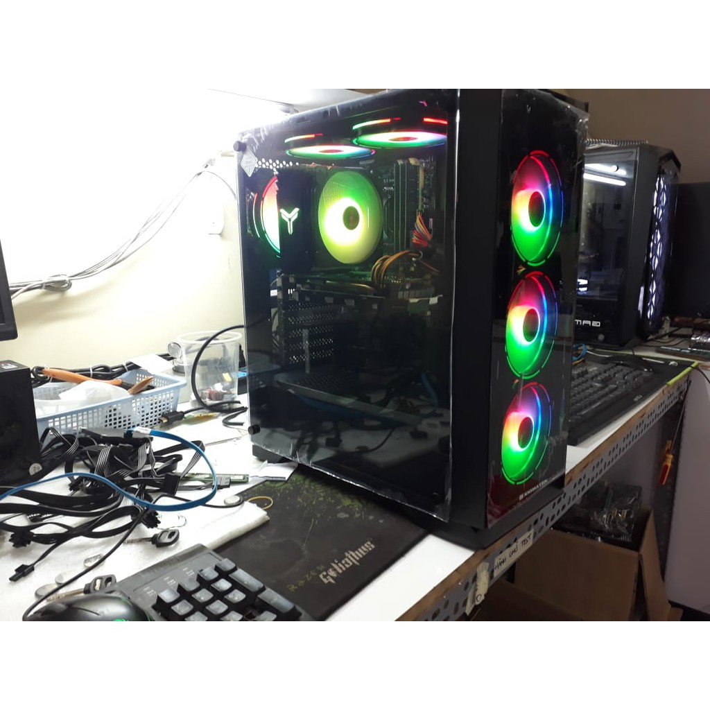 Case PC chơi game PUBG,FIFA4,DOTA2 LED RGB kính cường lực 2 mặt - Case PC chơi game