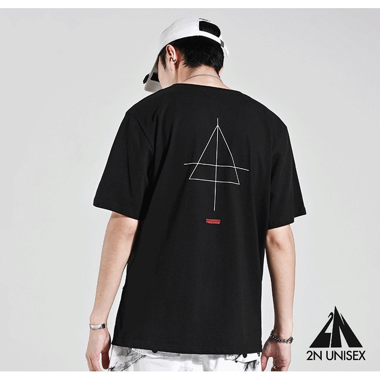 [ Có Ảnh Thật ] Áo thun unisex tay lỡ form rộng - Phông thêu tam giác | BigBuy360 - bigbuy360.vn