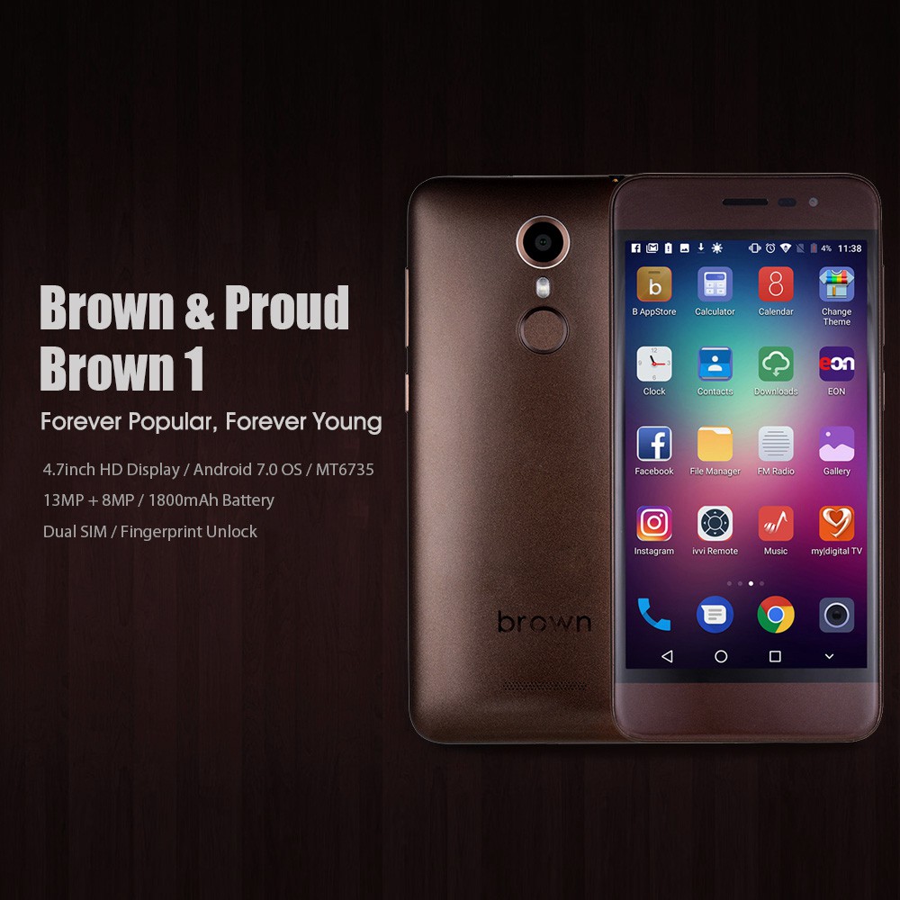 Điện thoại Brown 1 2G/16G 13mp/8mp android 7 Cảm biến vân tay