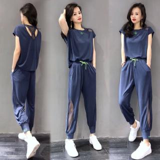 Set Áo Thun Ngắn Tay + Quần Dài Harem Thời Trang Dành Cho Nữ