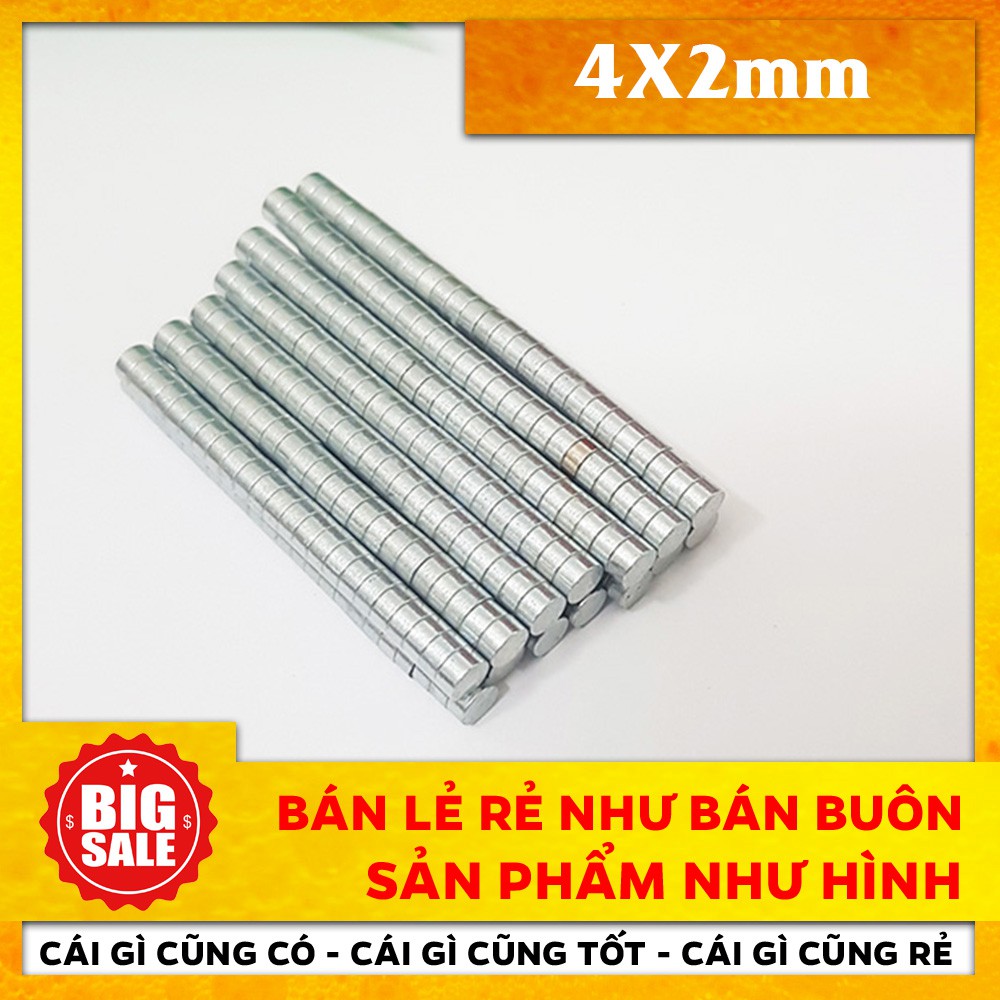 (Nguyên Liệu Phụ) Nam châm vĩnh cửu hình tròn - Viên trắng Neodymium: 4x2mm