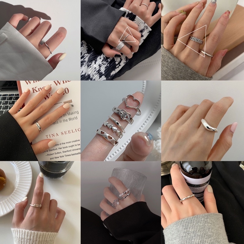 Nhẫn tráng bạc 925 hot trend phong cách Hàn Quốc