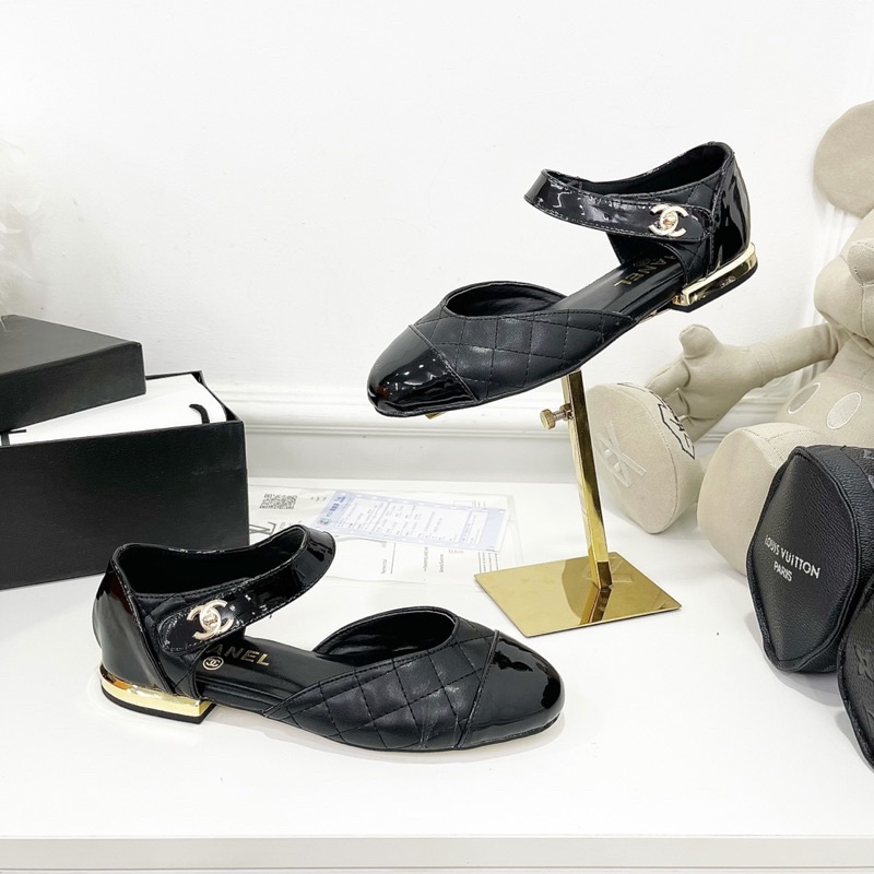 Sandal cn mũi tròn trần chỉ quai ngang đế bệt fullbox