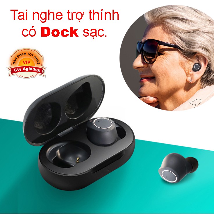 Máy trợ thính SIÊU XỊN Loại 2 tai + Dock sạc GOODMI, tai nghe trợ thính cho người khiếm thính AG305