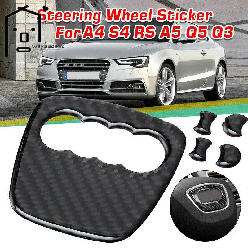 Miếng Dán Trang Trí Vô Lăng Xe Hơi Audi A4 S4 A5 Q5 S5 A6 Q7 Bằng Sợi Carbon