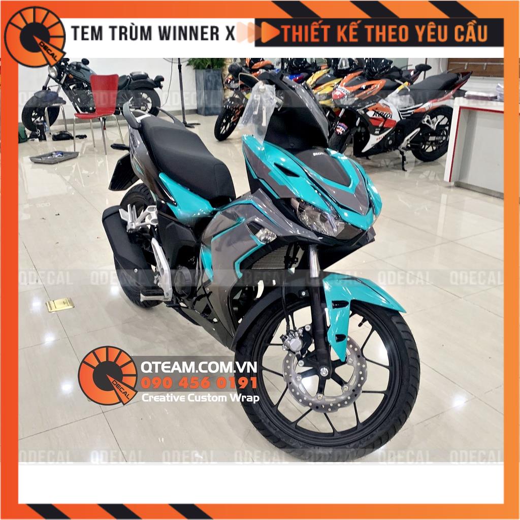 Tem trùm WinnerX V3 xanh xám thiết kế theo yêu cầu in ấn decal PVC 3 lớp