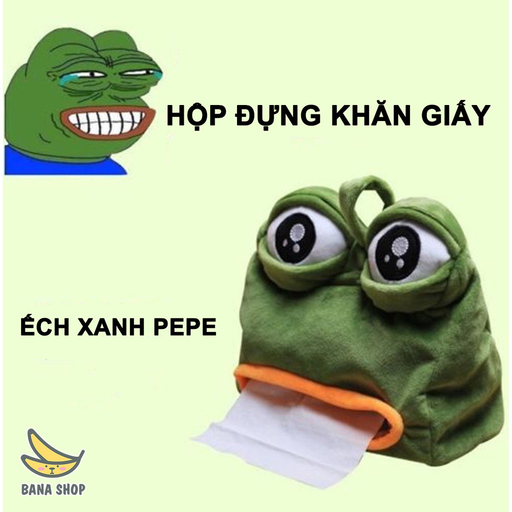 Hộp đựng khăn giấy mặt ếch xanh Pepe siêu bựa dành cho vozer