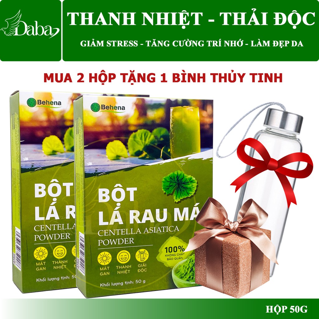 Bột Rau Má Nguyên Chất Behena Sấy Lạnh Hộp 50g - Thanh nhiệt giải độc, làm trắng sáng da