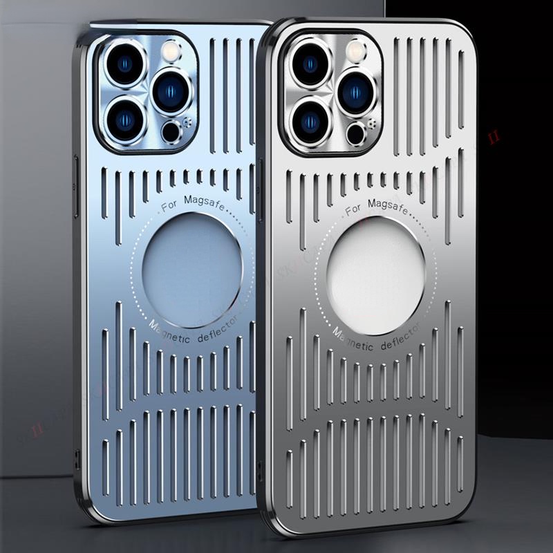 Ốp Điện Thoại Kim Loại Từ Tính Tản Nhiệt Không Dây Cho iPhone 13 12 14 Pro Max