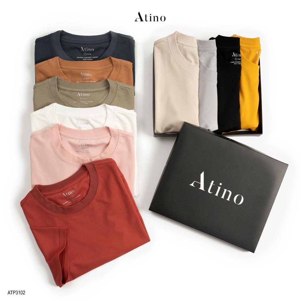 Áo Thun Nam cổ tròn ATINO vải Cotton cao cấp co giãn thoáng mát trẻ trung form regular ATP3101 Ghi | BigBuy360 - bigbuy360.vn
