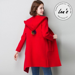 ÁO KHOÁC LEN DẠ ÉP DÁNG DÀI CÓ NÓN