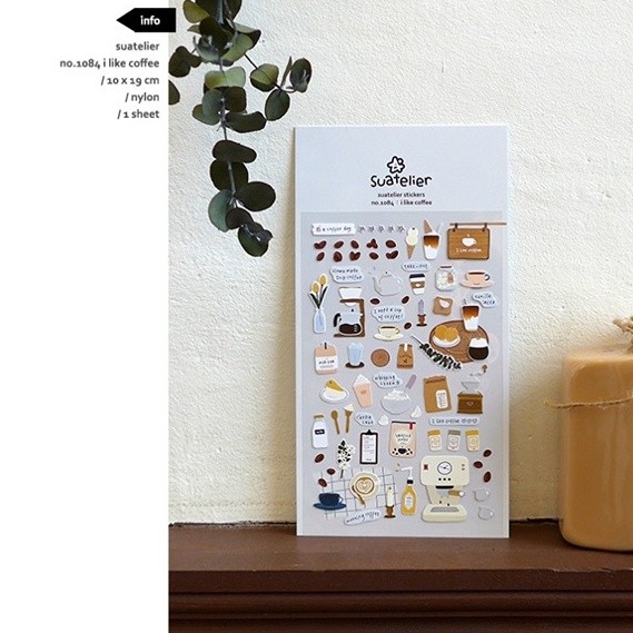 Peach 1Pcs Suatelier Korean Sticker 1084 Coffee cake dessert Journal Scrapbook Decor Sticker