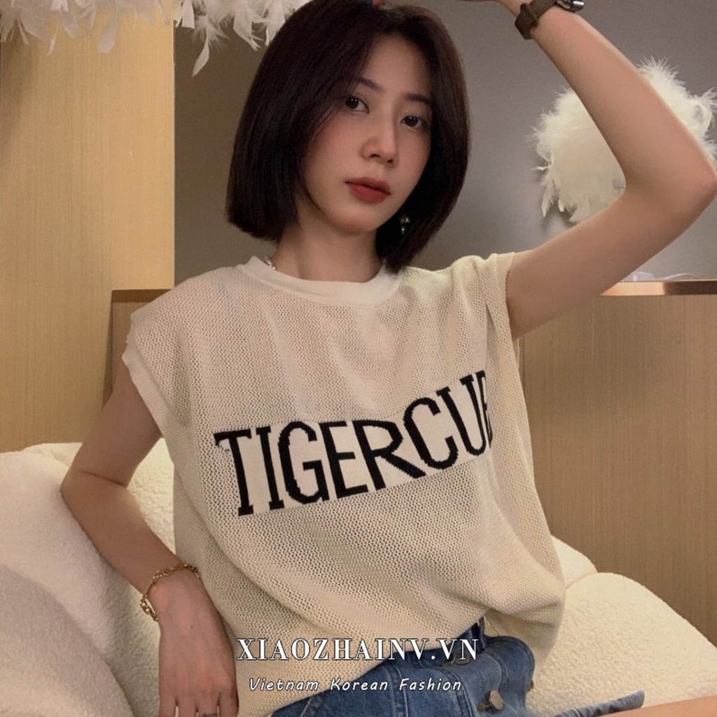 Áo Thun Dệt Kim Sát Nách Dáng Rộng Cổ Tròn Cắt Xẻ Tà Thời Trang Cổ Điển Cho Nữ 3 Màu Lựa Chọn