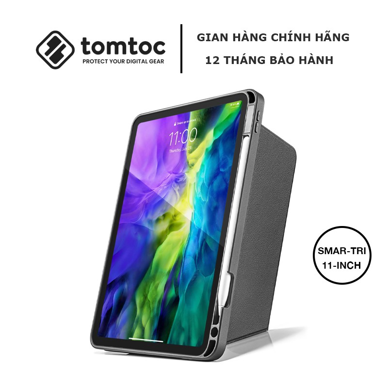 BAO DA TOMTOC (USA) TỪ TÍNH ĐA GÓC SMAR-TRI HỖ TRỢ SẠC KHÔNG DÂY APPLE PENCIL FOR IPAD PRO 11-INCH (B02-003D)
