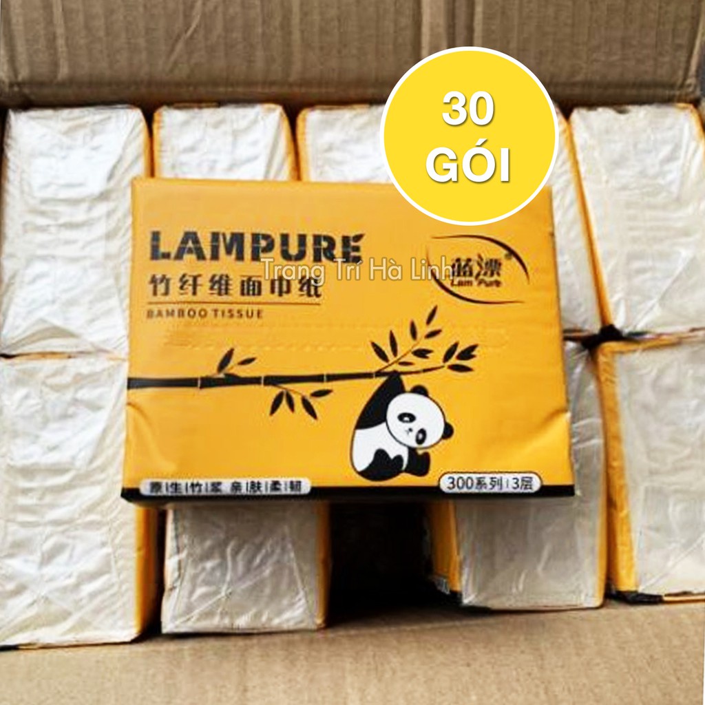 Thùng 30 gói giấy ăn gấu trúc lampure 3 lớp giấy dai mịn - 300 tờ/ gói hàng chuẩn nội địa Trung Quốc cao cấp