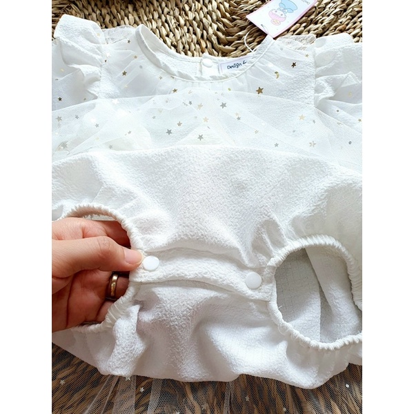 Bodysuit Váy Đỏ Đô, Body Váy Trắng Nơ Ngực Thiết Kế Tươi Tắn Cho Bé