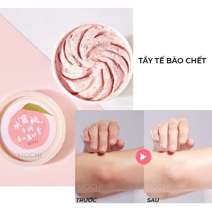 Kem Tẩy Tế Bào Chết l Da Chết Body Toàn Thân Vị Đào Dưỡng Trắng Da l Cấp Ẩm Peach Body Scrub HEYXI 200g MOCHI SHOP