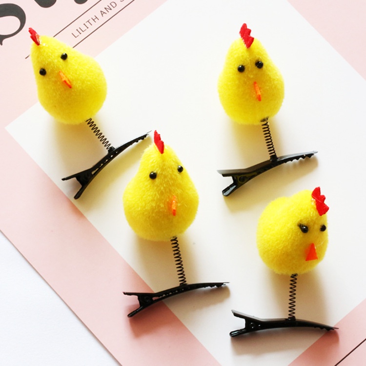 Kẹp Tóc Lò Xo Hình Gà Con/ Gà Bông 3D Siêu Dễ Thương Molangshop