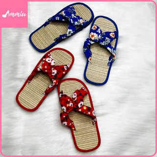 Dép Chiếu Cói Nơ Mang Trong Nhà - Văn Phòng - Đi Biển Xinh Xắn