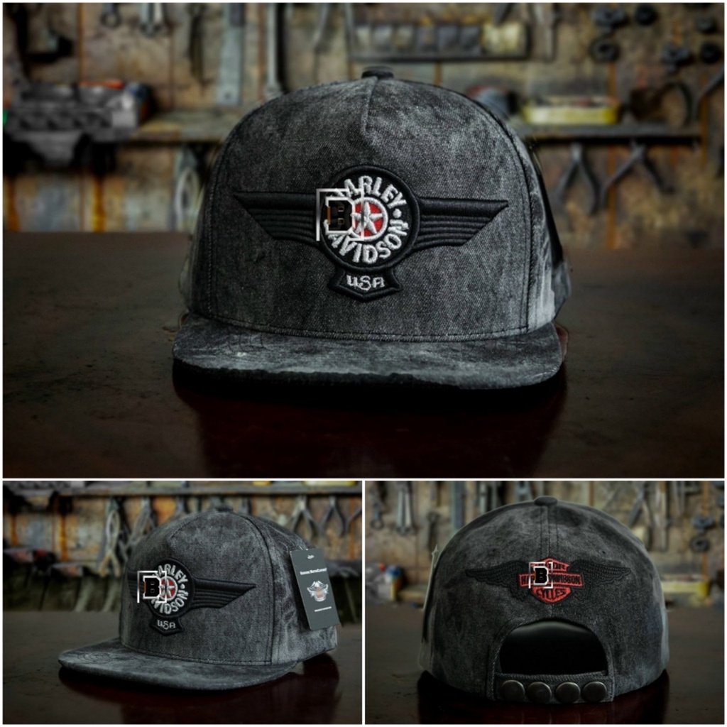 Nón kết thêu logo HARLEY DAVIDSON DENIM HARD ROCK chất Jean xịn 100%,Logo thêu vi tính, tem VNXK chuẩn xịn Nón free size