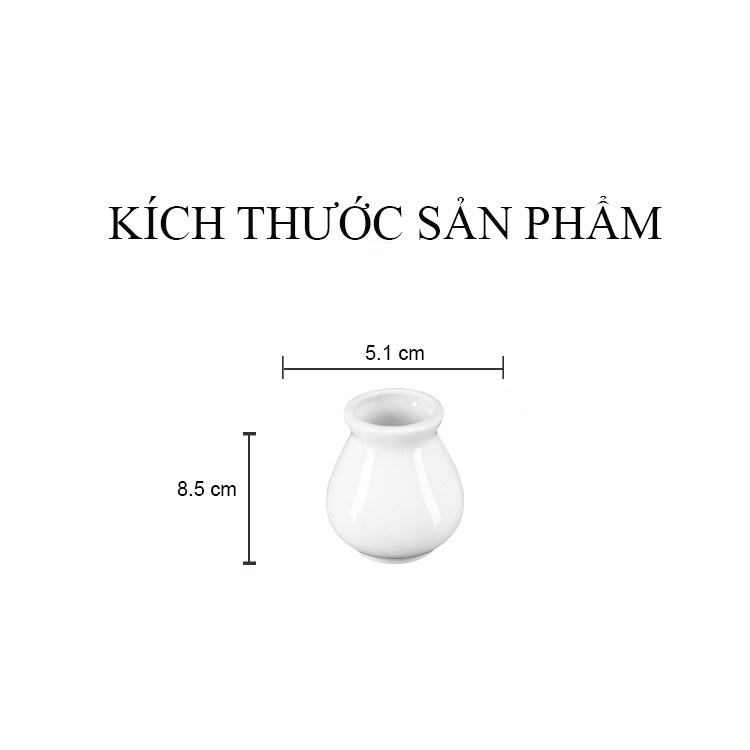 Ống đựng tăm dáng bầu bằng sứ trắng Long Phương cao 8.5 cm