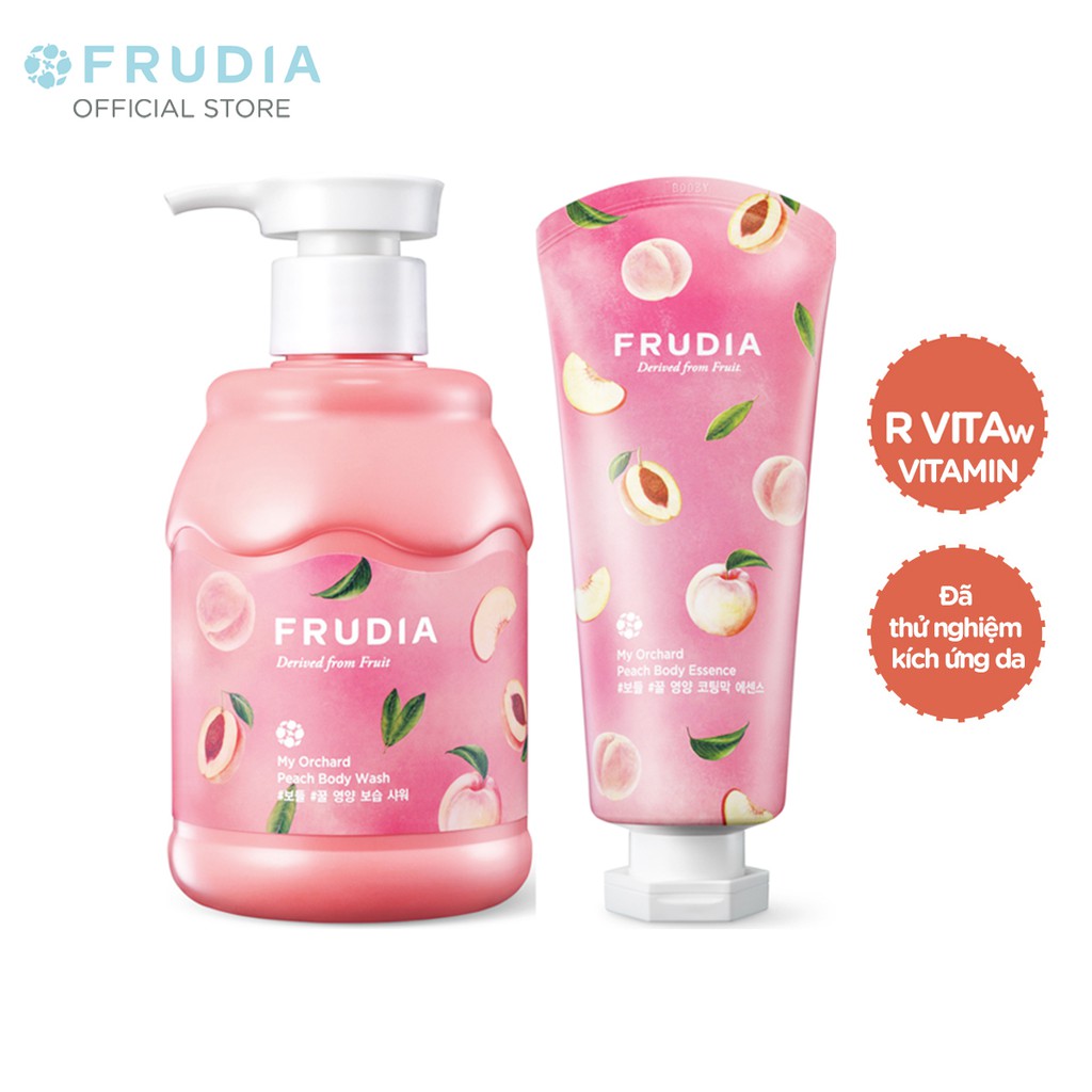 [Tặng 88k]COMBO Sữa Tắm Và Dưỡng Thể Cấp Ẩm Chiết Xuất Trái Đào Frudia My Orchard Peach Body Wash And Essence 350+200ml