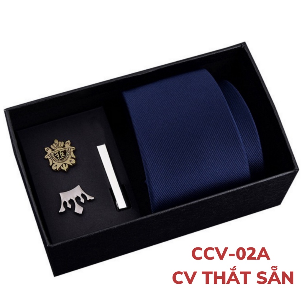 Bộ Cà vạt 6cm làm Quà tặng cho nam, gồm Cà vạt bản nhỏ, Kẹp cà vạt, Ghim cài áo thời trang Nam CCV-02A