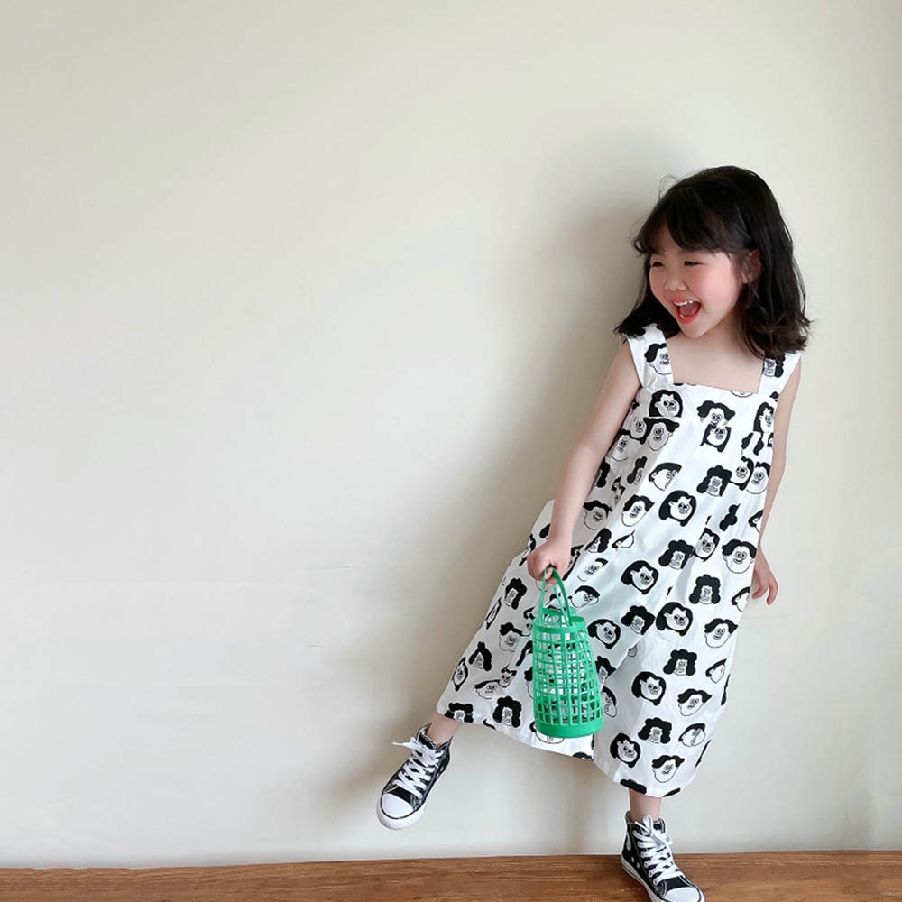 Áo liền quần BEAR LEADER AM1232 ống rộng họa tiết hoạt hình thời trang hè xinh xắn năm 2022 cho bé gái 3-7 tuổi