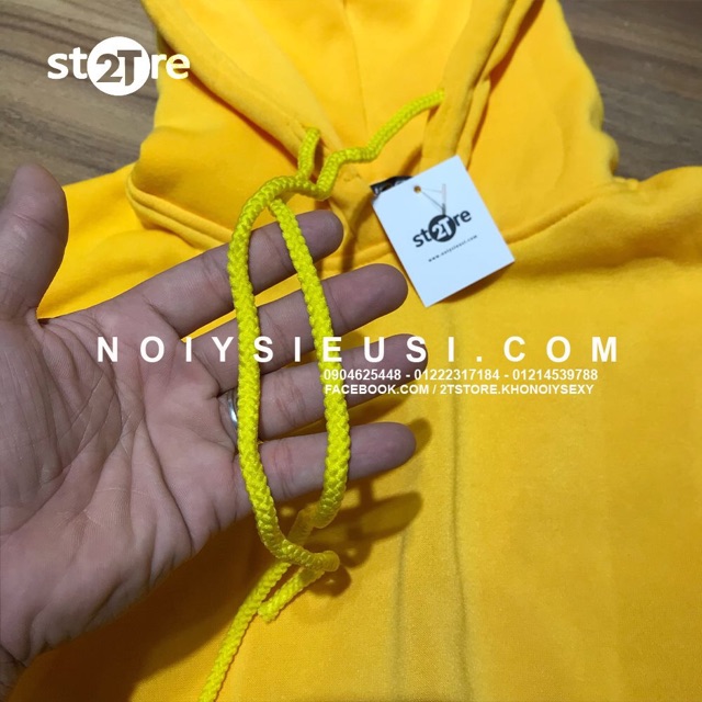 Áo hoodie unisex 2T Store H16 màu vàng hoa Mai - Áo khoác nỉ chui đầu nón 2 lớp dày dặn đẹp chất lượng