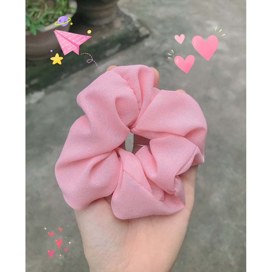 Dây Cột Tóc Vải Scrunchies Màu Pastel Xinh Xắn