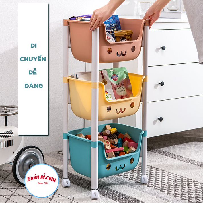 Kệ GẤU HOKORI Việt Nhật ( MS: 5576 ) đựng đồ đa năng - Kệ Nhựa Hokori 2,3 tầng có bánh xe di chuyển  01515