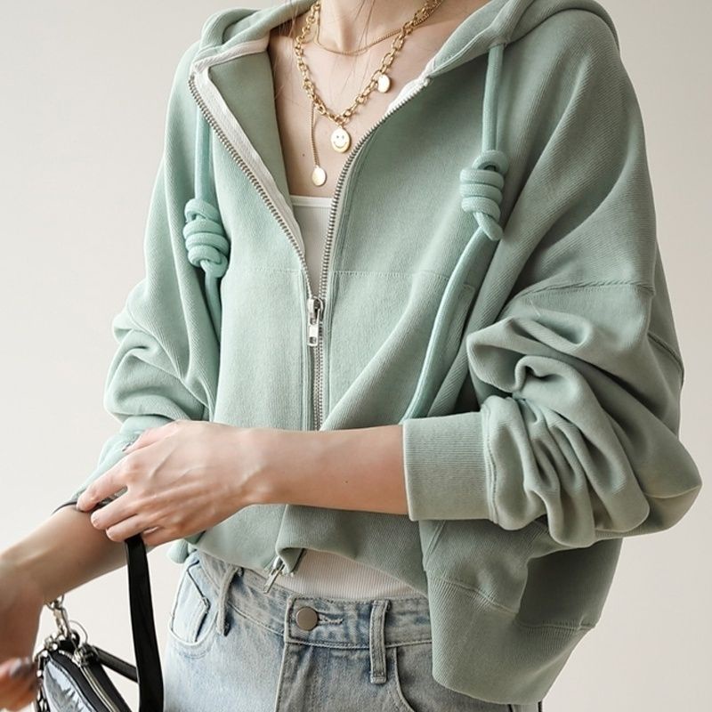 Áo Khoác Cardigan Có Mũ Trùm Dáng Rộng Thời Trang Xuân Thu Phong Cách Hàn Quốc Cho Nữ