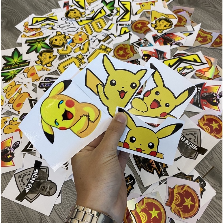 Tem Sticker PIKACHU 3Lớp cao cấp chống bong phai màu ! ( giá 1c )