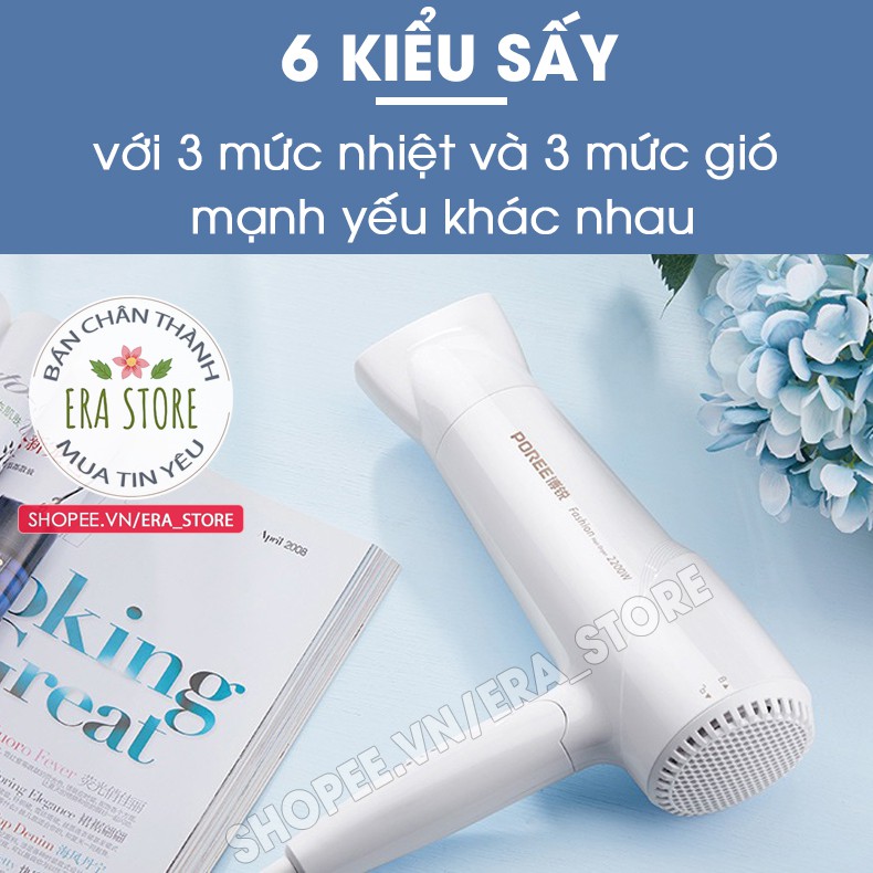 Máy Sấy Tóc Nóng Lạnh Công Suất Cao Bảo Vệ Quá Nhiệt Chống Khô Xơ Tóc - Chính Hãng Máy Sấy POREE