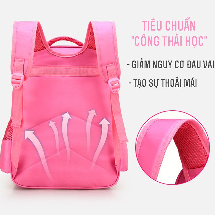 Balo cặp sách học sinh chống gù cho bé hình công chúa dễ thương 3D có 3 ngăn siêu nhẹ tặng phụ kiện học sinh đi kèm